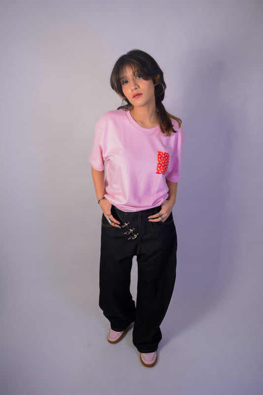 Crimson Grid | Oversized Terry Tee
