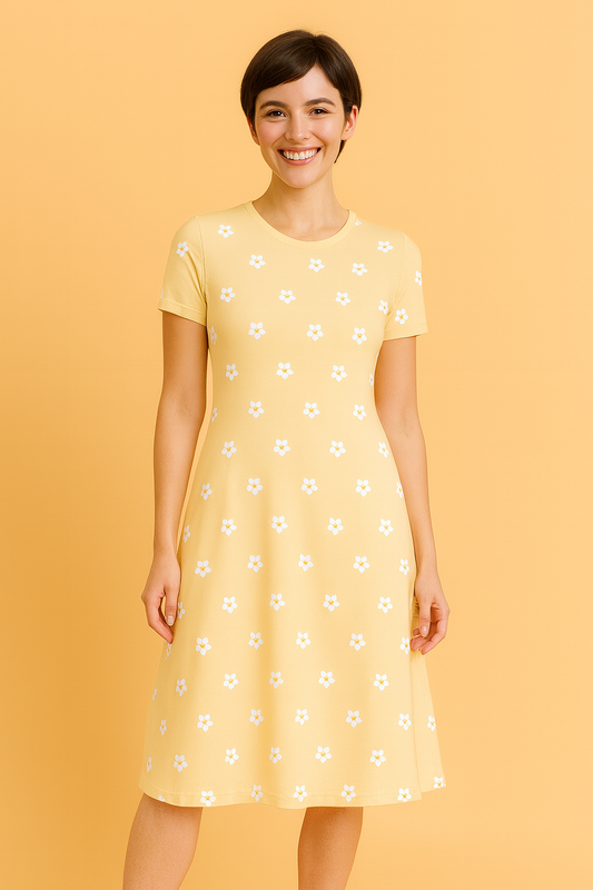 Apricot Floral A-line Dress