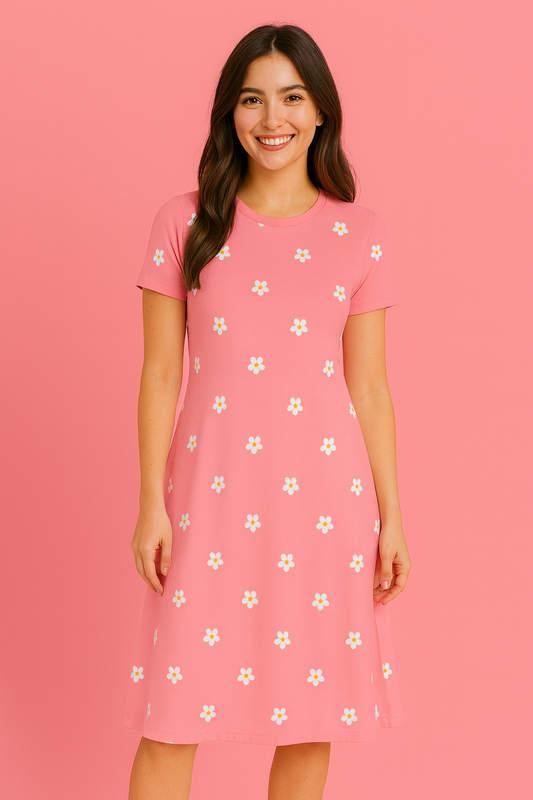 Coral Blossom A-line Dress