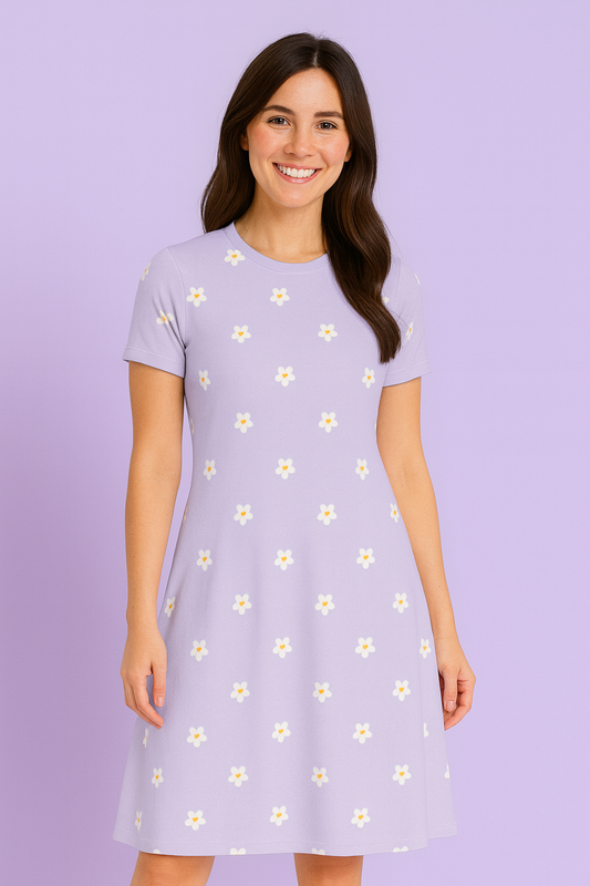 Lavender Floral A-Line Dress