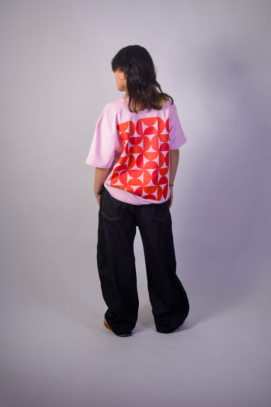 Crimson Grid | Oversized Terry Tee